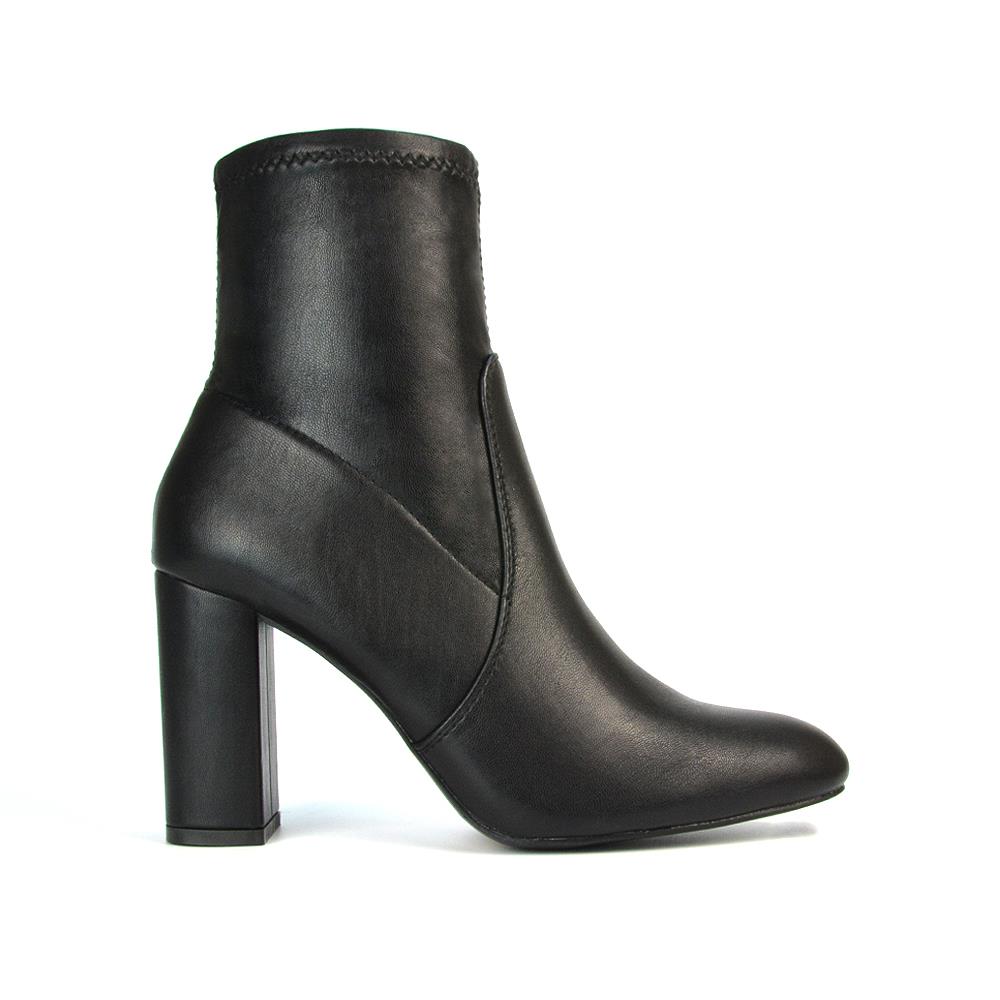 Women's Ankle Boots Ladies High Rise Stretch Sock Shoes Black Booties Size 3-8 - Picture 7 of 9
