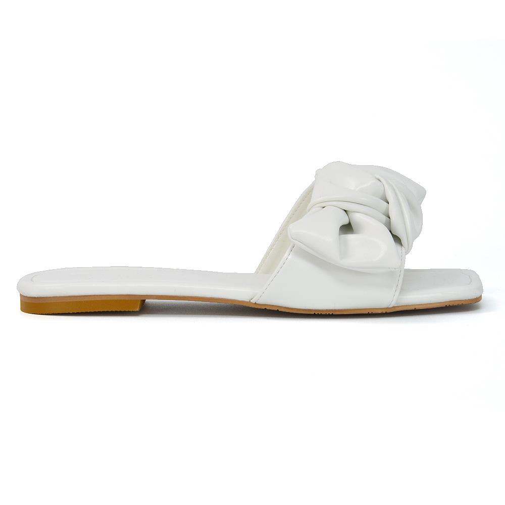 Womens Slip On Sliders Ladies Flat Casual Bow Flip Flops Mule Sandals Size Size - Picture 26 of 31