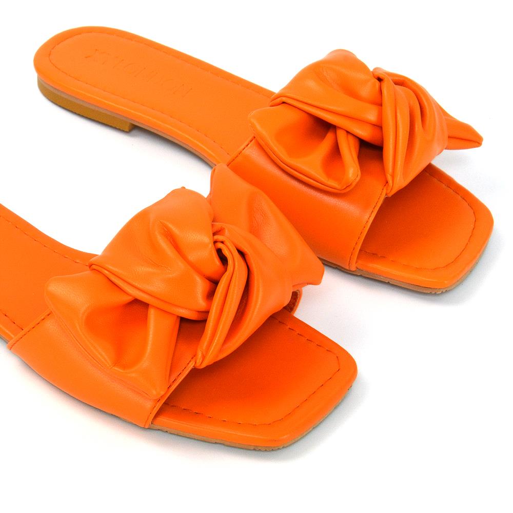Womens Slip On Sliders Ladies Flat Casual Bow Flip Flops Mule Sandals Size Size - Picture 16 of 31