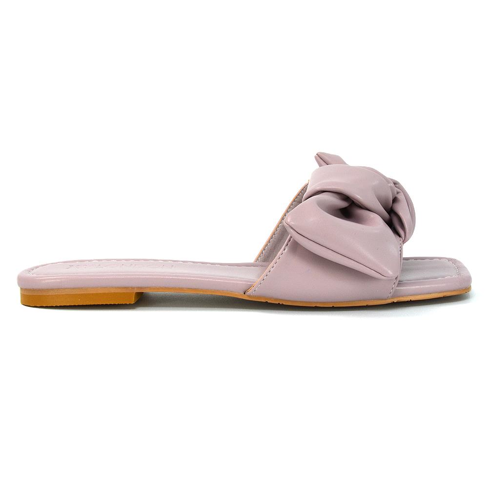 Womens Slip On Sliders Ladies Flat Casual Bow Flip Flops Mule Sandals Size Size - Picture 20 of 31