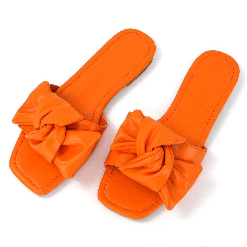 Womens Slip On Sliders Ladies Flat Casual Bow Flip Flops Mule Sandals Size Size - Picture 17 of 31