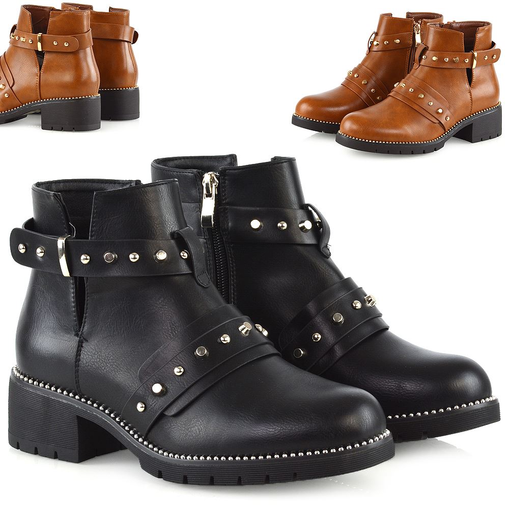 ladies studded ankle boots