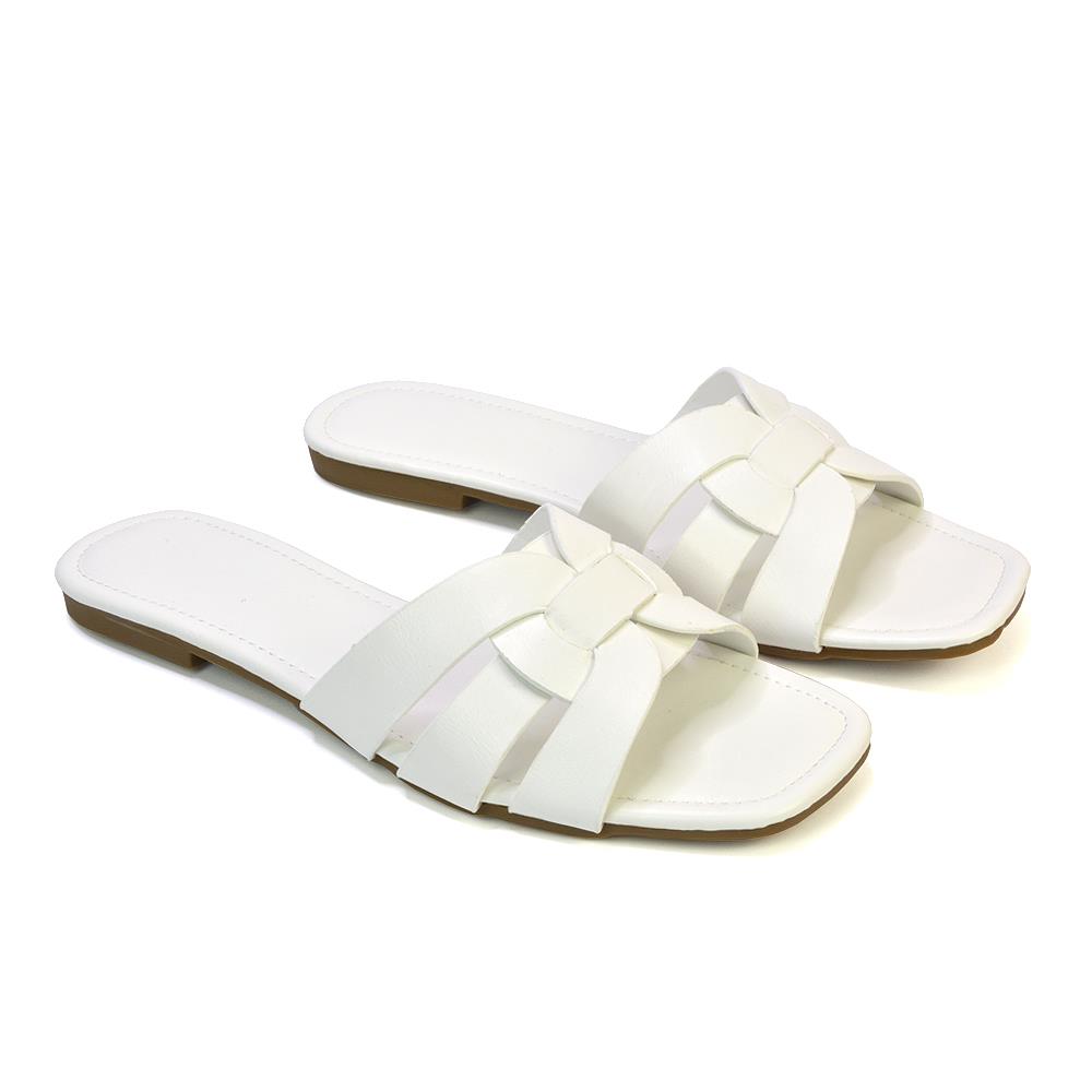 Women's Flat Slide Sandals Casual Slip On Summer Holiday Slider Size 3-8 - Picture 38 of 45