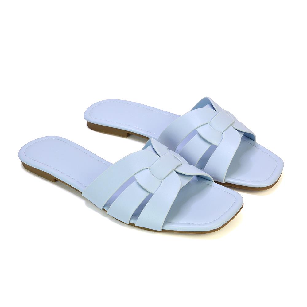 Women's Flat Slide Sandals Casual Slip On Summer Holiday Slider Size 3-8 - Picture 25 of 45