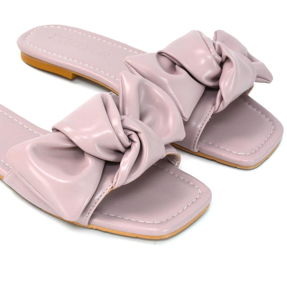 Womens Slip On Sliders Ladies Flat Casual Bow Flip Flops Mule Sandals Size Size - Picture 23 of 31