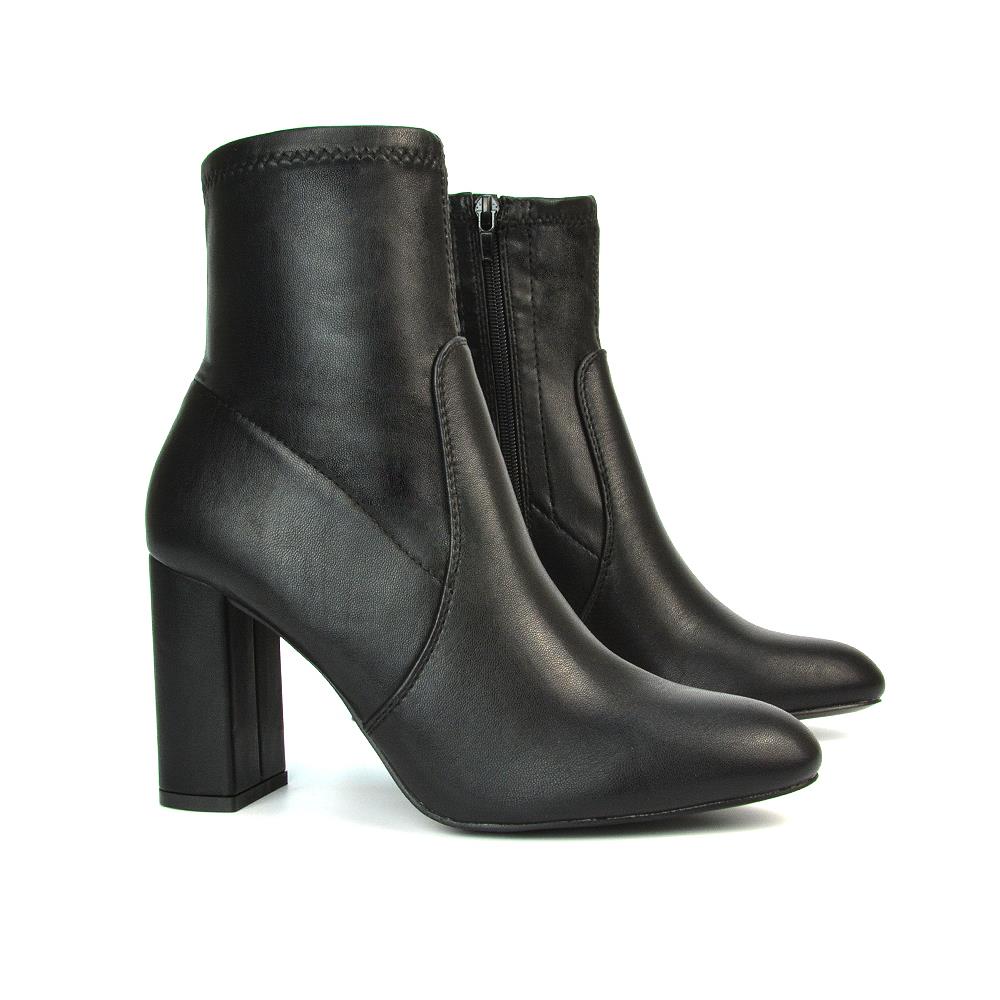 Women's Ankle Boots Ladies High Rise Stretch Sock Shoes Black Booties Size 3-8 - Picture 9 of 9