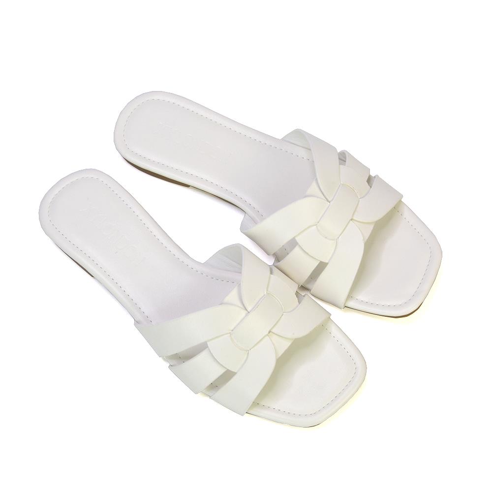 Women's Flat Slide Sandals Casual Slip On Summer Holiday Slider Size 3-8 - Picture 44 of 45