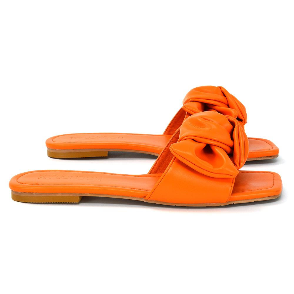 Womens Slip On Sliders Ladies Flat Casual Bow Flip Flops Mule Sandals Size Size - Picture 15 of 31