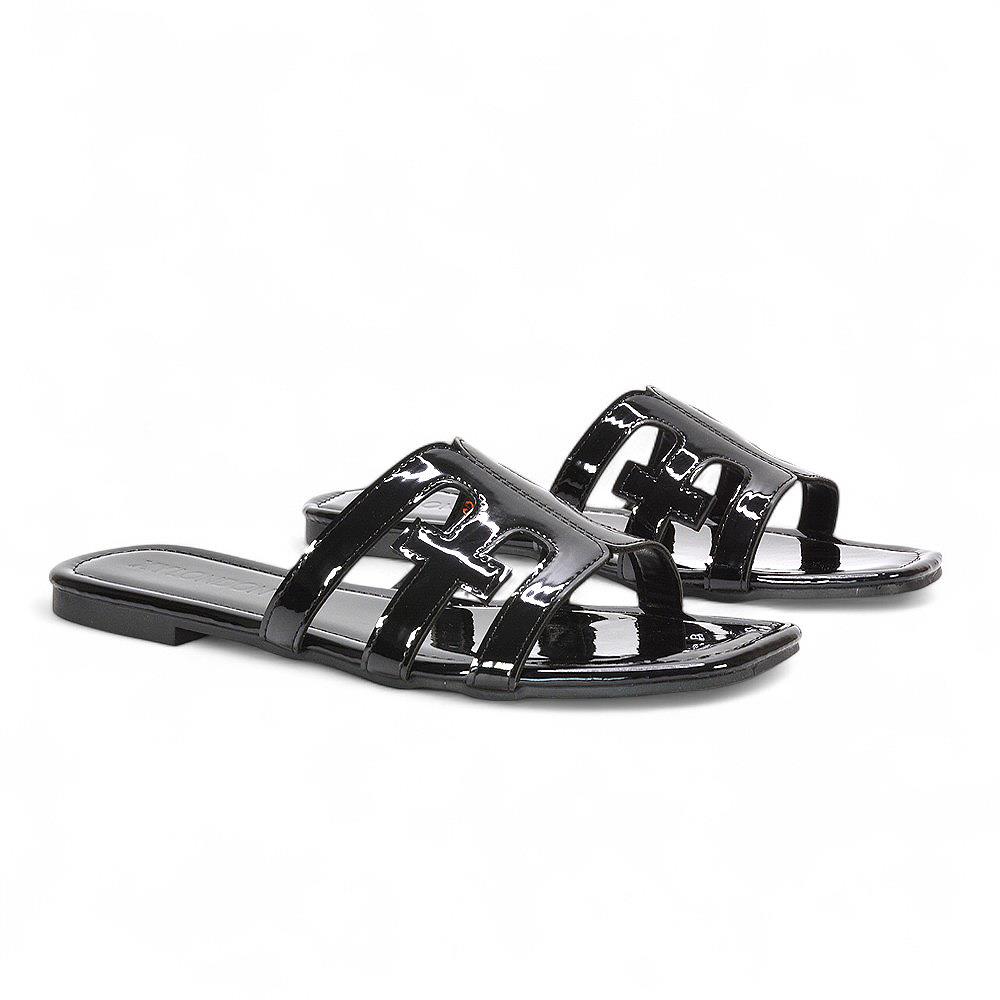 Women's Cut Out Slider Ladies Flat Slip On Holiday Casual Strappy Mule Sandals - Picture 8 of 35
