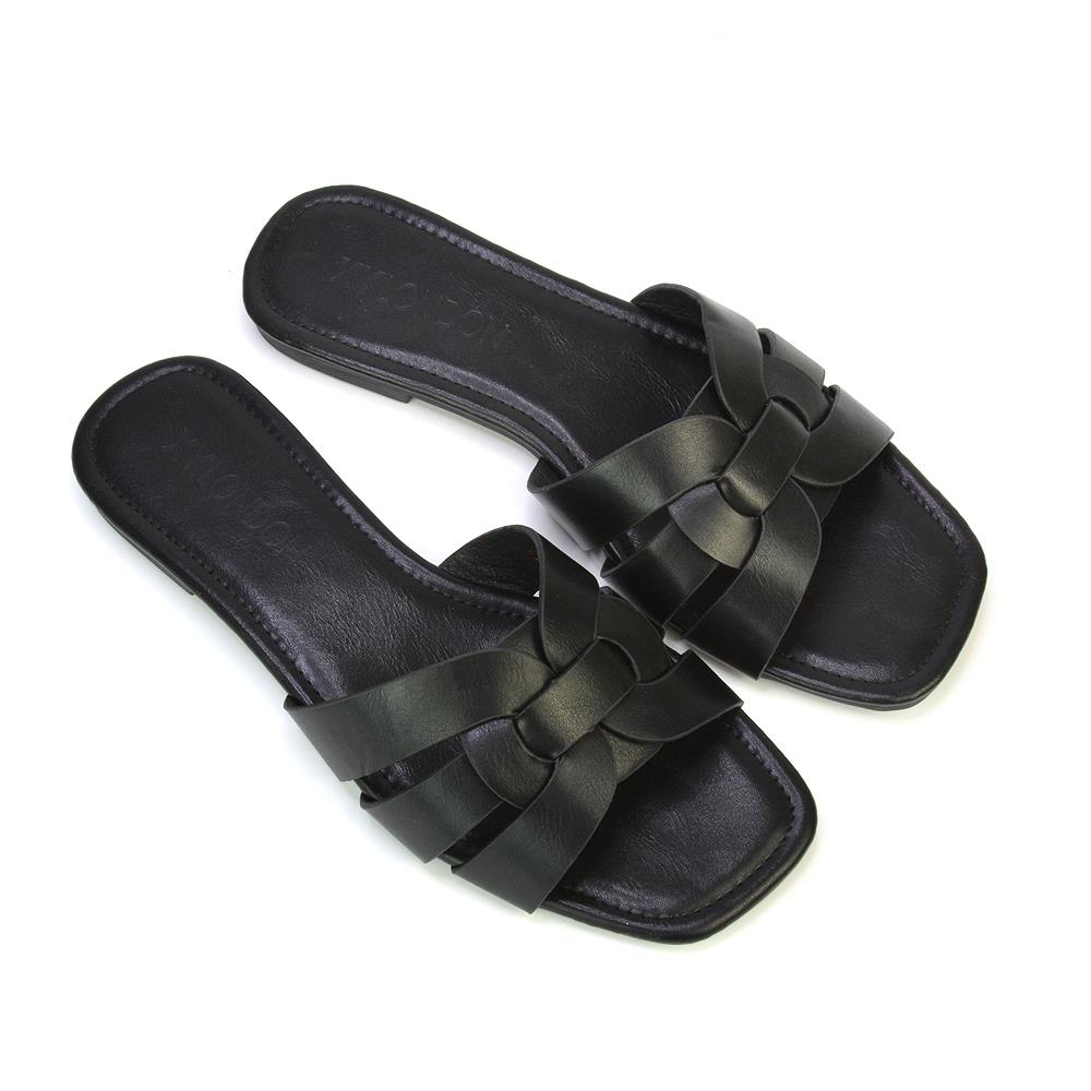 Women's Flat Slide Sandals Casual Slip On Summer Holiday Slider Size 3-8 - Picture 9 of 45