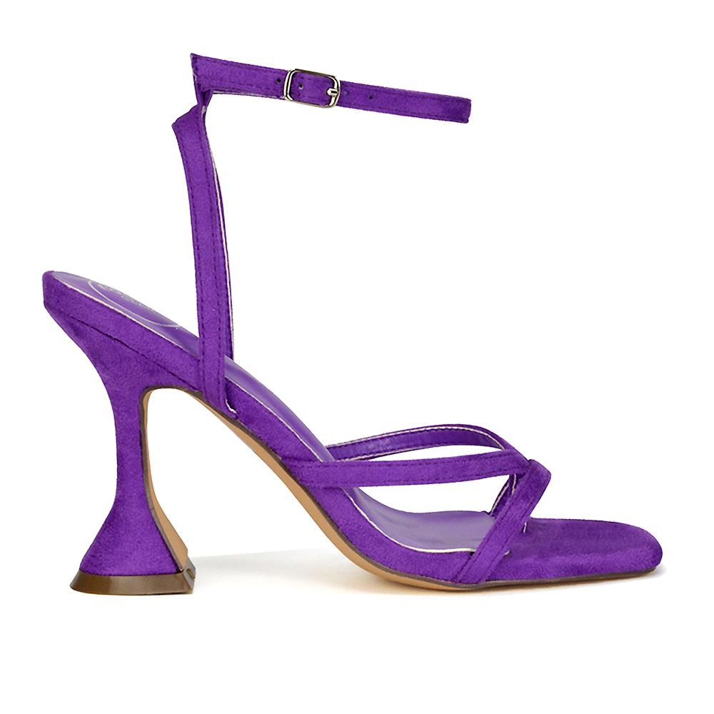 Sandalias para mujer con tiras al tobillo señora punta cuadrada correa tacón acampanado talla 3-8 - Imagen 14 de 31