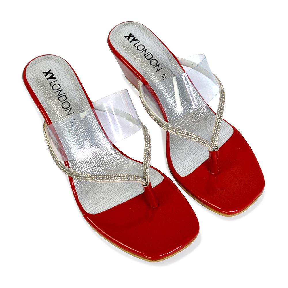 Womens Low Wedge Heel Sandals Ladies Summer Holidays Diamante Shoes Size - Picture 23 of 31