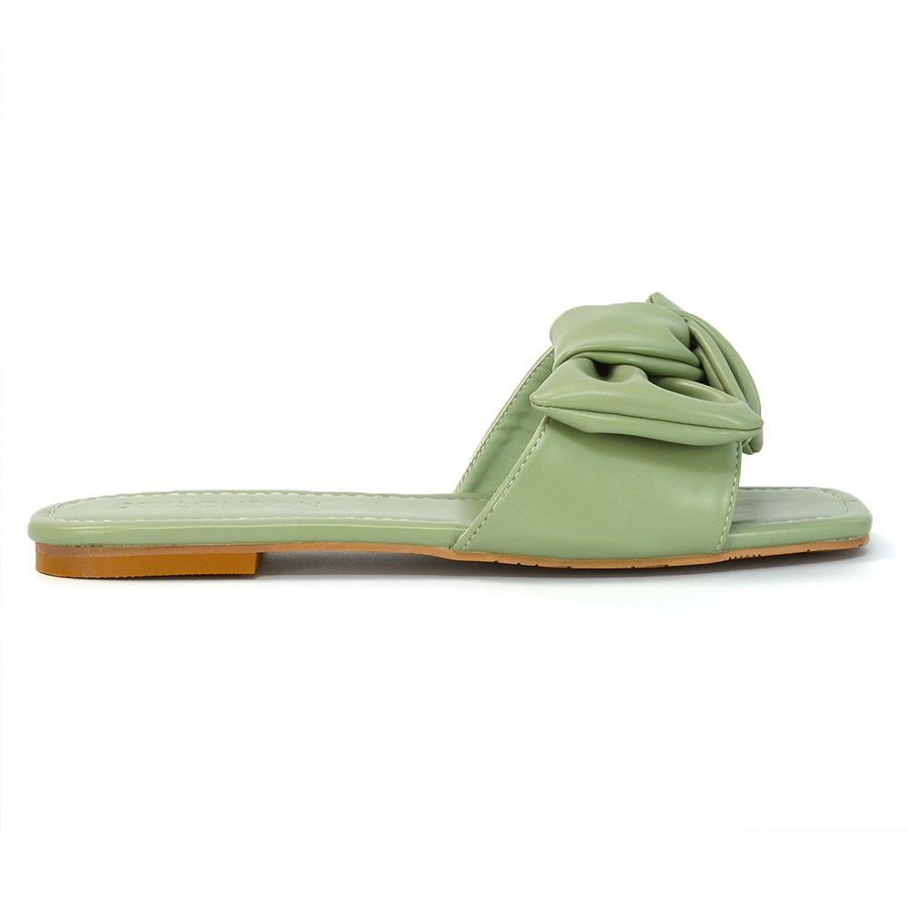 Womens Slip On Sliders Ladies Flat Casual Bow Flip Flops Mule Sandals Size Size - Picture 13 of 31