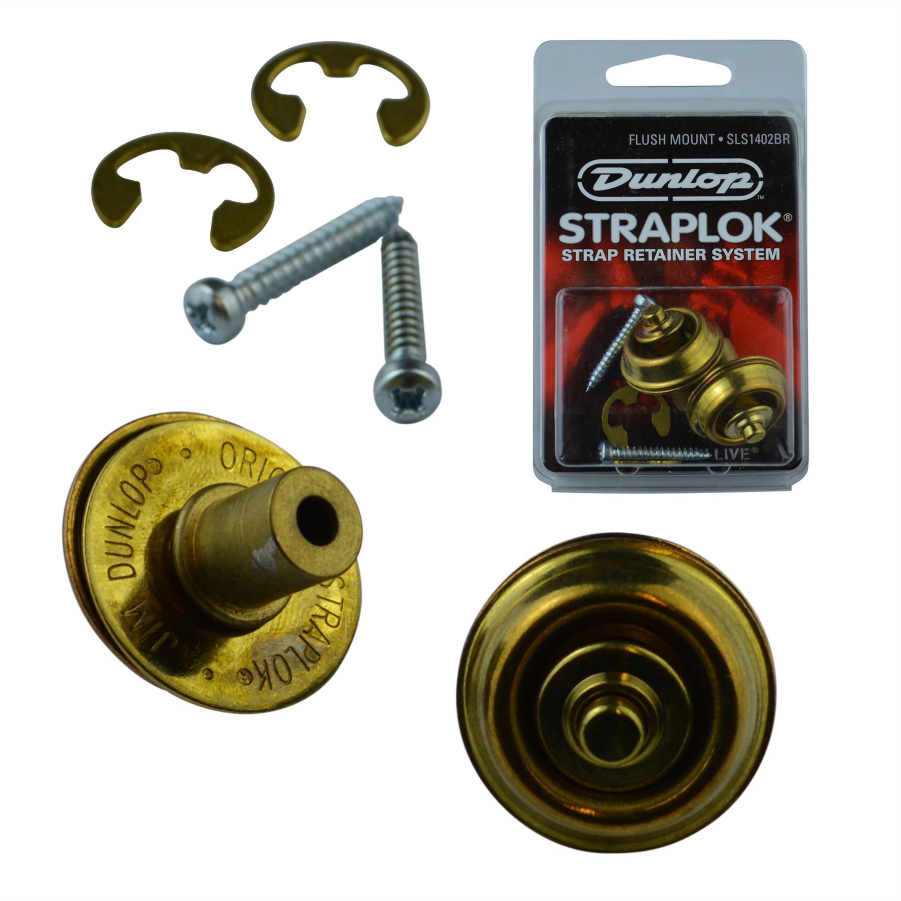 Dunlop Guitar Mount Straplocks Locking Strap Buttons (Flush Set Fitting