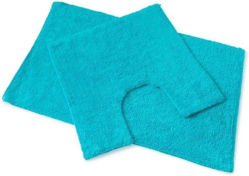 JUEGO DE 2 PIEZAS ASIENTO DE INODORO PEDESTAL PIE DE ALGODÓN ALFOMBRA DE MICROFIBRA AZUL CAÑÓN - Imagen 24 de 25