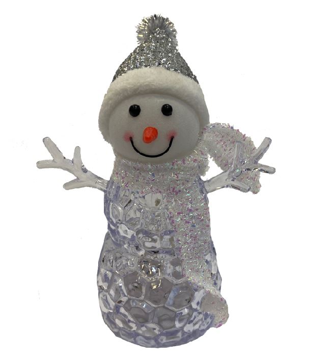 MUÑECO DE NIEVE BRILLANTE CON LUZ LED MULTICOLOR CON SOMBRERO DECORACIÓN NAVIDAD NAVIDAD - Imagen 12 de 14