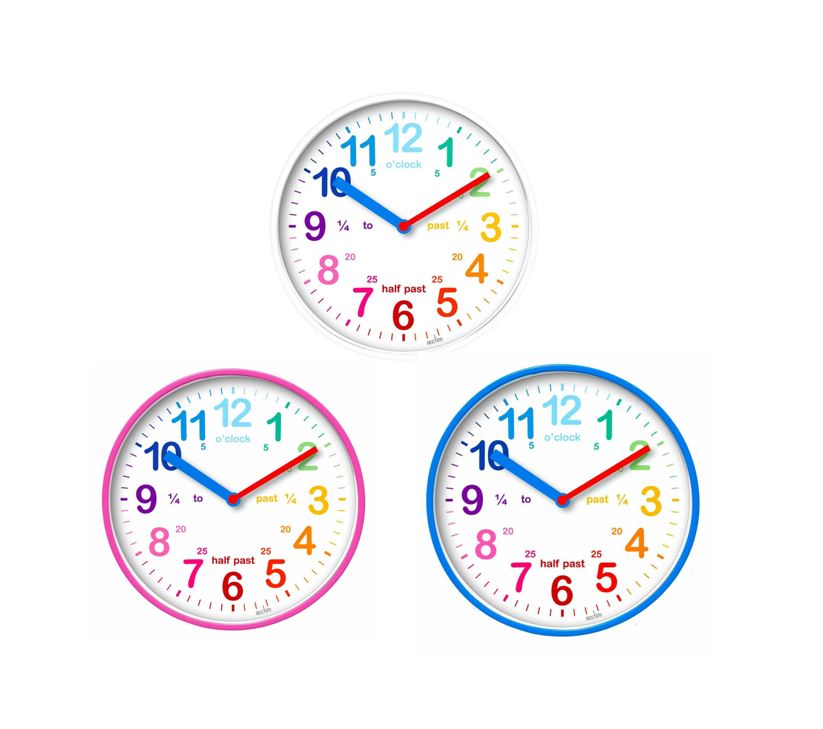RELOJ DE PARED DE COLOR ACTIM PARA NIÑOS TIEMPO REDONDO ENSEÑANZA EN CASA AULA APRENDIZAJE - Imagen 9 de 13