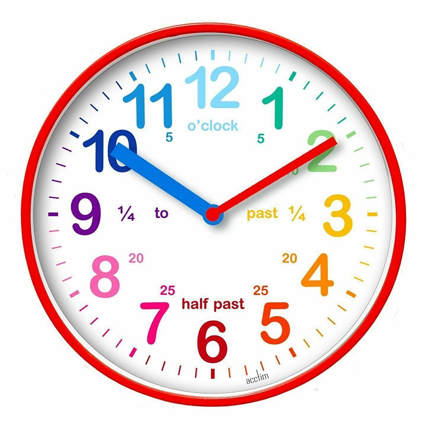 RELOJ DE PARED DE COLOR ACTIM PARA NIÑOS TIEMPO REDONDO ENSEÑANZA EN CASA AULA APRENDIZAJE - Imagen 11 de 13