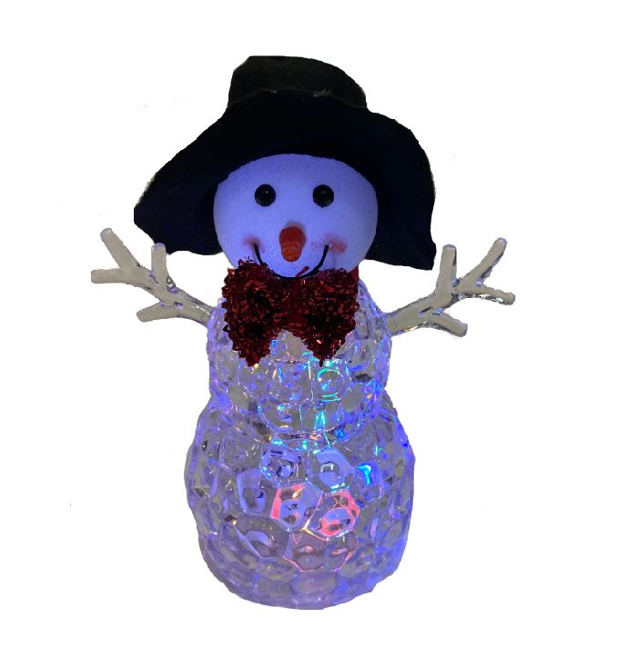MUÑECO DE NIEVE BRILLANTE CON LUZ LED MULTICOLOR CON SOMBRERO DECORACIÓN NAVIDAD NAVIDAD - Imagen 9 de 14