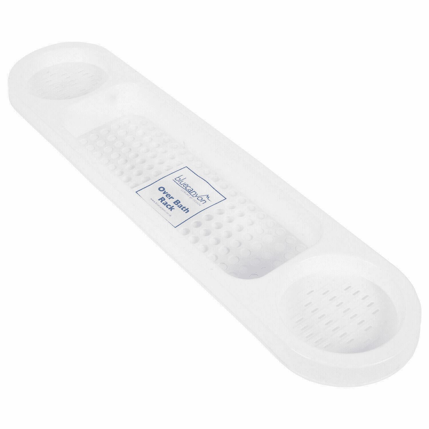 LIGHTWEIGHT WHITE PLASTIC OVER BATH RACK ORGANISER TIDY DRINKS HOLDER