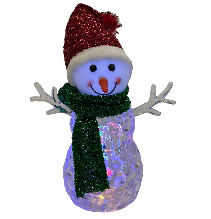 MUÑECO DE NIEVE BRILLANTE CON LUZ LED MULTICOLOR CON SOMBRERO DECORACIÓN NAVIDAD NAVIDAD - Imagen 11 de 14