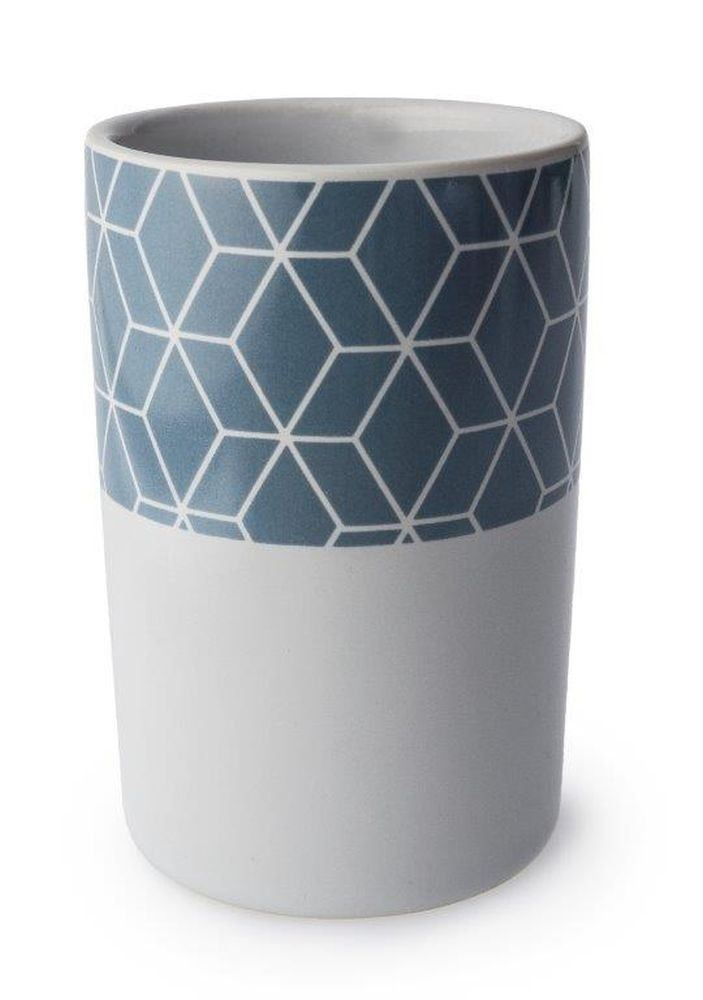 NEU GEOMETRISCHES MUSTER KOLLEKTION SORTIMENT BLAU WEISS BAD ACCESSOIRE SET - Bild 7 von 7