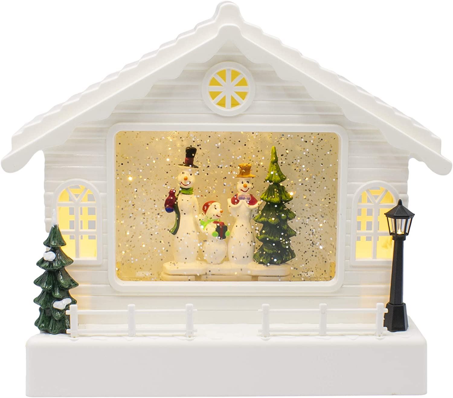 LED HOUSE LUZ EFECTO BRILLO GLOBO DE NIEVE NAVIDAD SANTA ESCENA MUÑECO DE NIEVE - Imagen 8 de 9