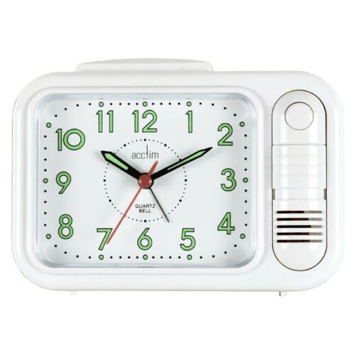 ACCTIM BATTERY POWERED NONTICKING BELL WHITE ALARM CLOCK 5012562126123 eBay