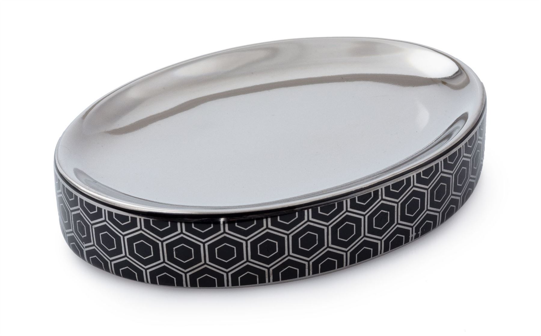 GLAMOROUS BLACK & CHROME GEOMETRIC DESIGN BATHROOM ACCESSORY