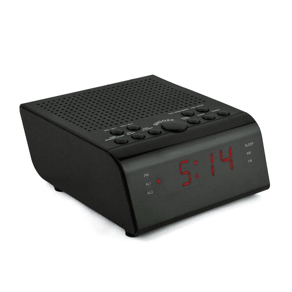 LLOYTRON DUAL ALARM CLOCK RADIO AM/FM SLEEP SNOOZE BUTTON BLACK BEDSIDE