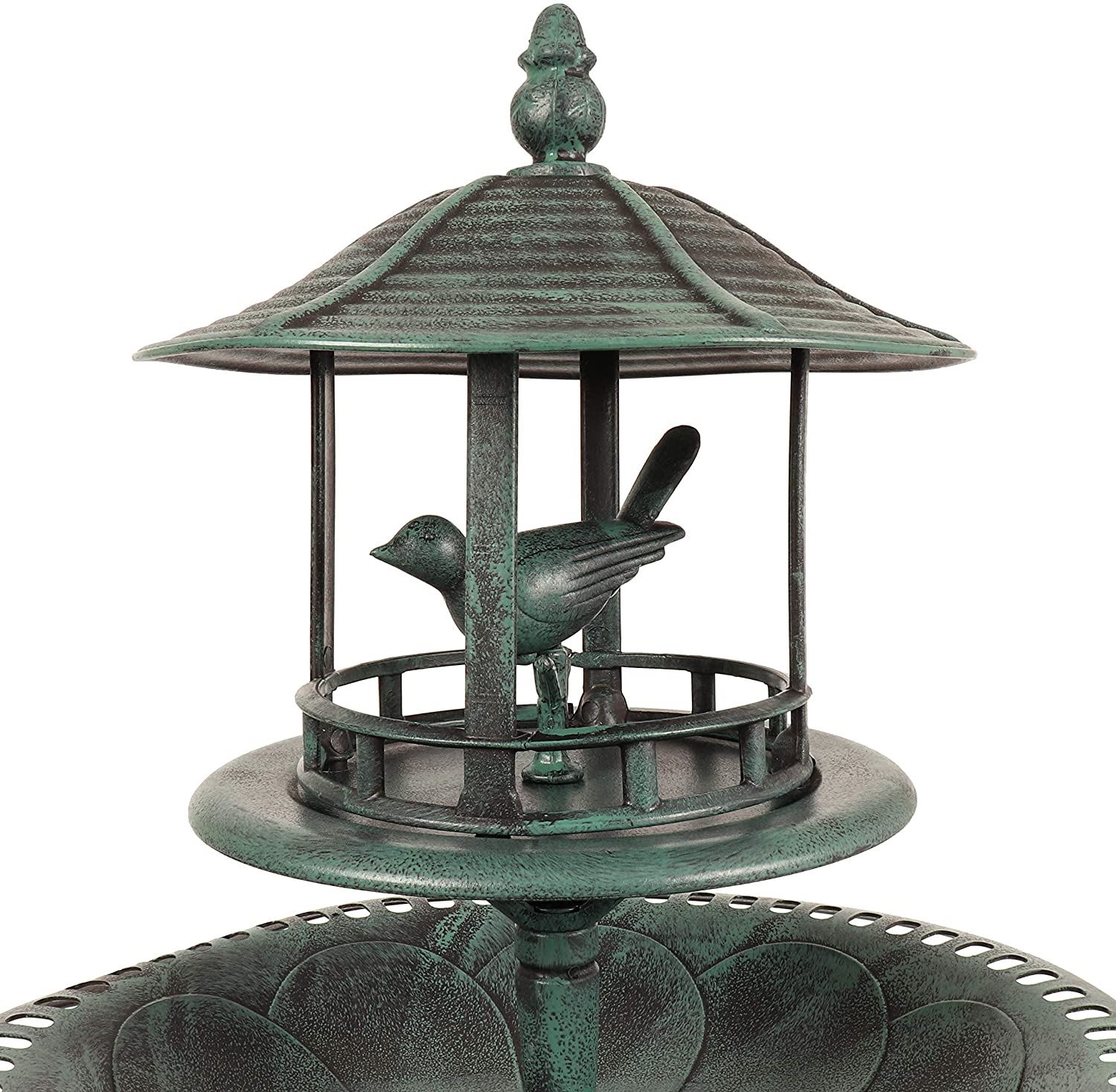 ORNAMENTAL OUTDOOR GARDEN BIRD BATH WITH SHELTERED FEEDING TABLE