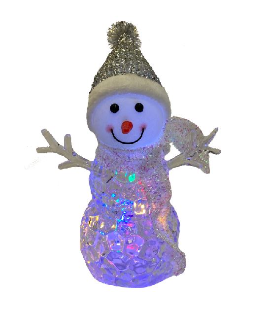 MUÑECO DE NIEVE BRILLANTE CON LUZ LED MULTICOLOR CON SOMBRERO DECORACIÓN NAVIDAD NAVIDAD - Imagen 13 de 14
