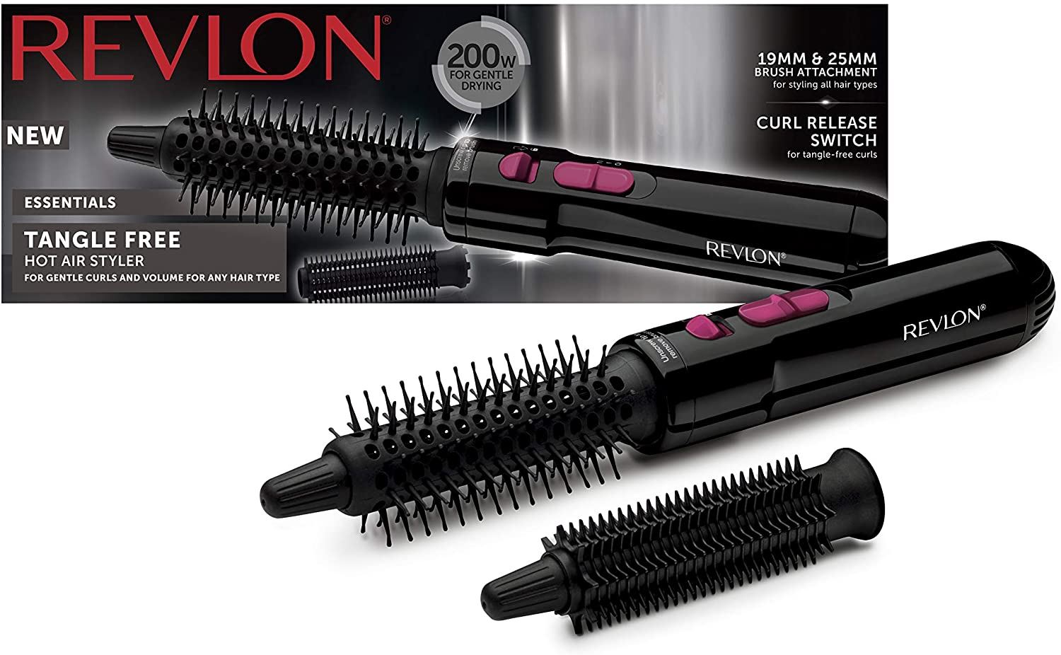 REVLON ESSENTIALS HOT AIR HAIR STYLER CURLER DRYER BRUSH GENTLE CURLS