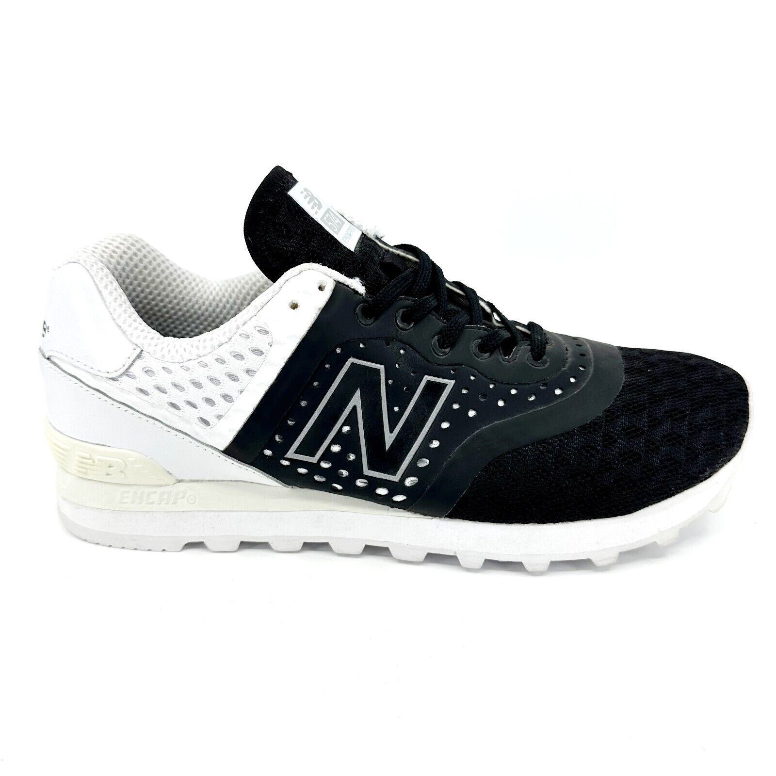 New Balance 574 Re-Engineered Black White Retro Mens Sneakers