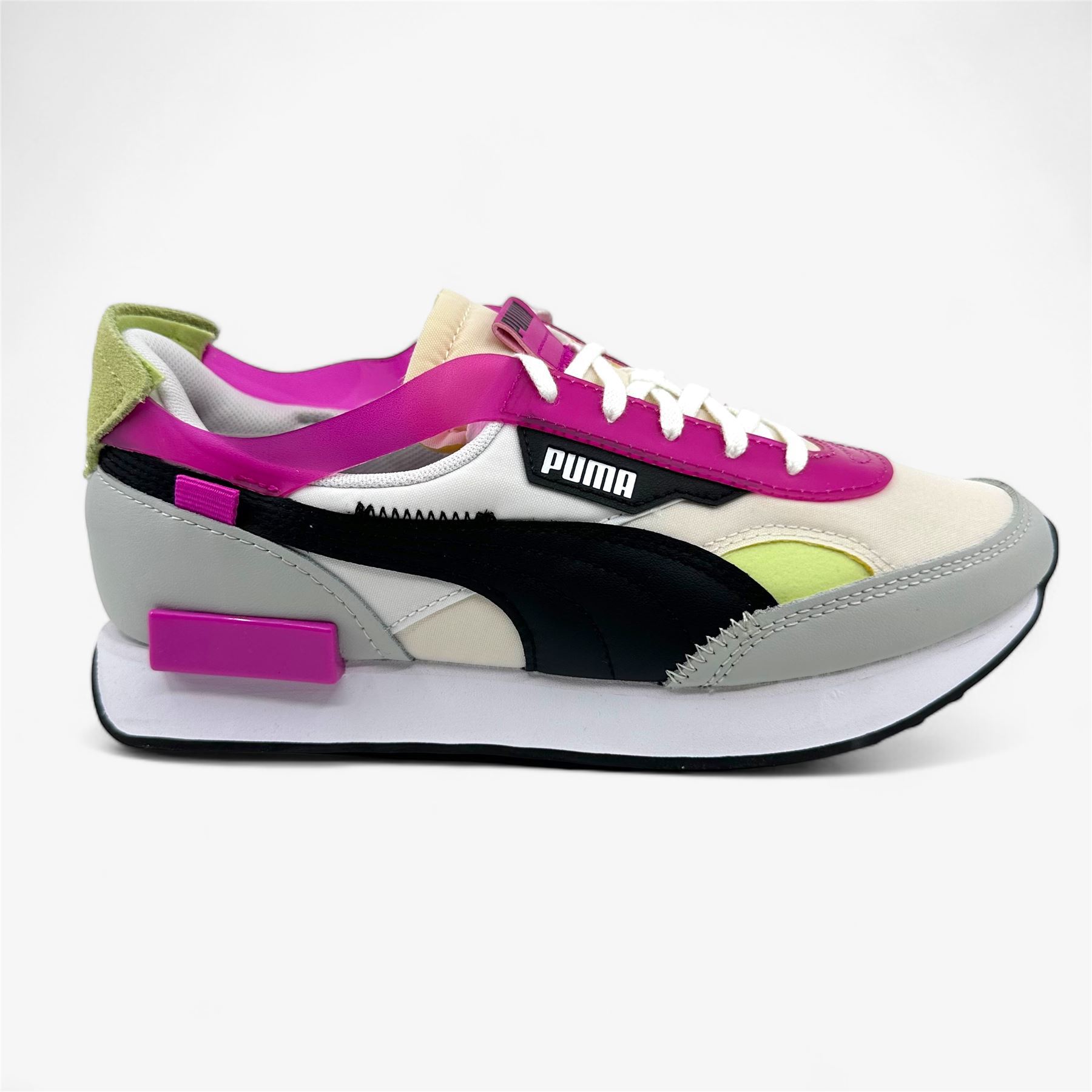 PUMA Future Rider Cut Out POP White Ultra Magenta Womens Athletic 