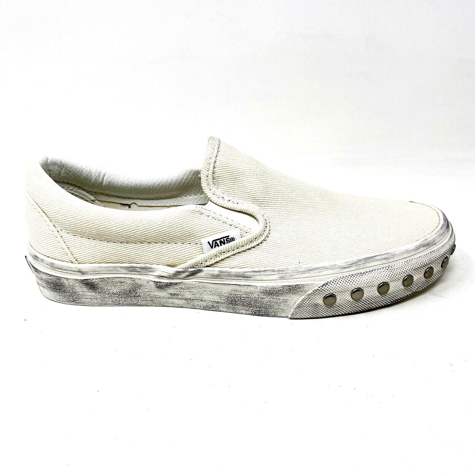 Vans Classic Slip On (Overwashed) White Womens Studded Casual 