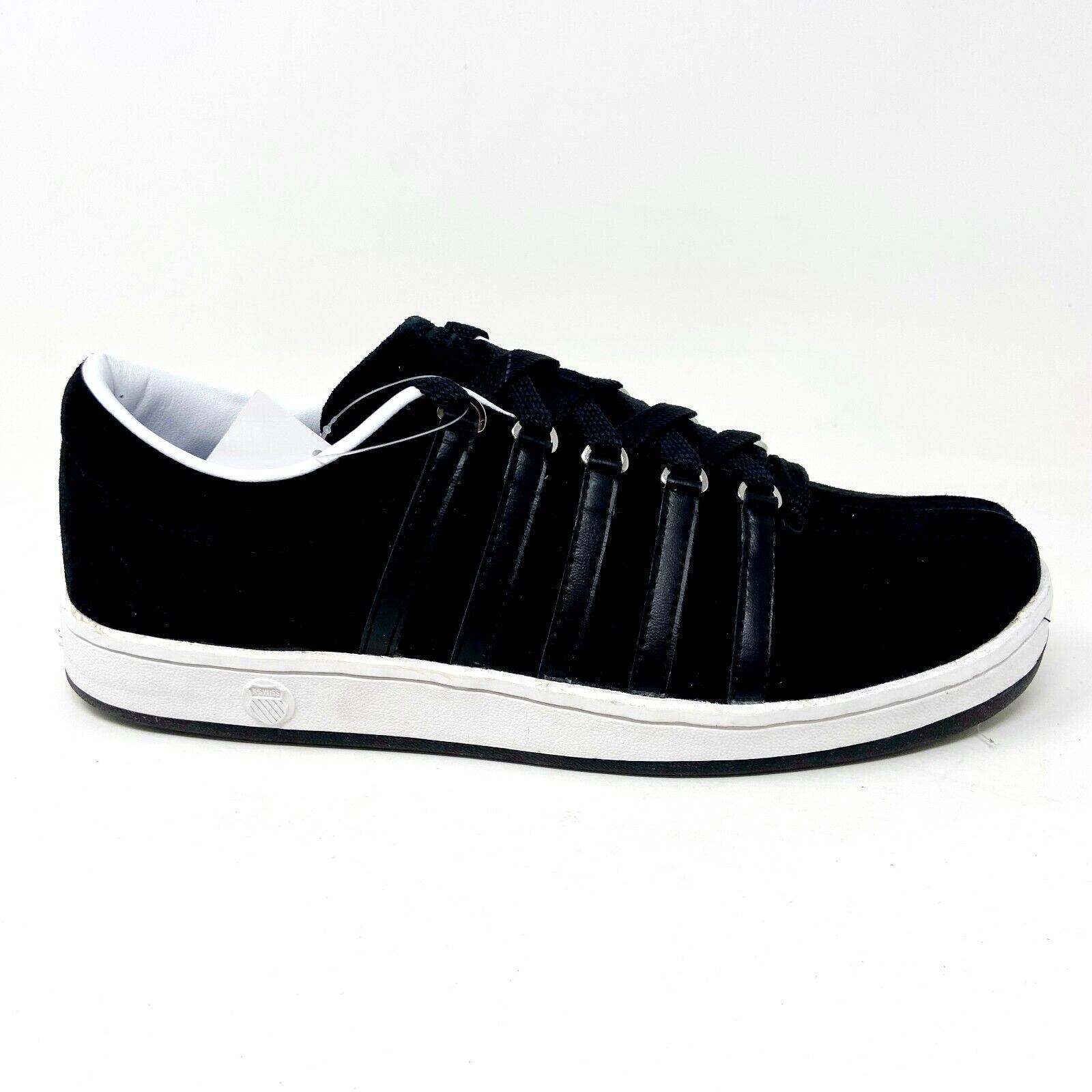 K-Swiss The Classic Suede Black White Mens Casual Sneakers