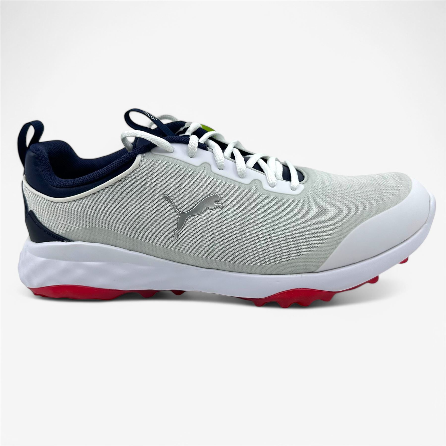 PUMA Fusion Pro White Navy Red Mens Extra Wide Spikeless Golf
