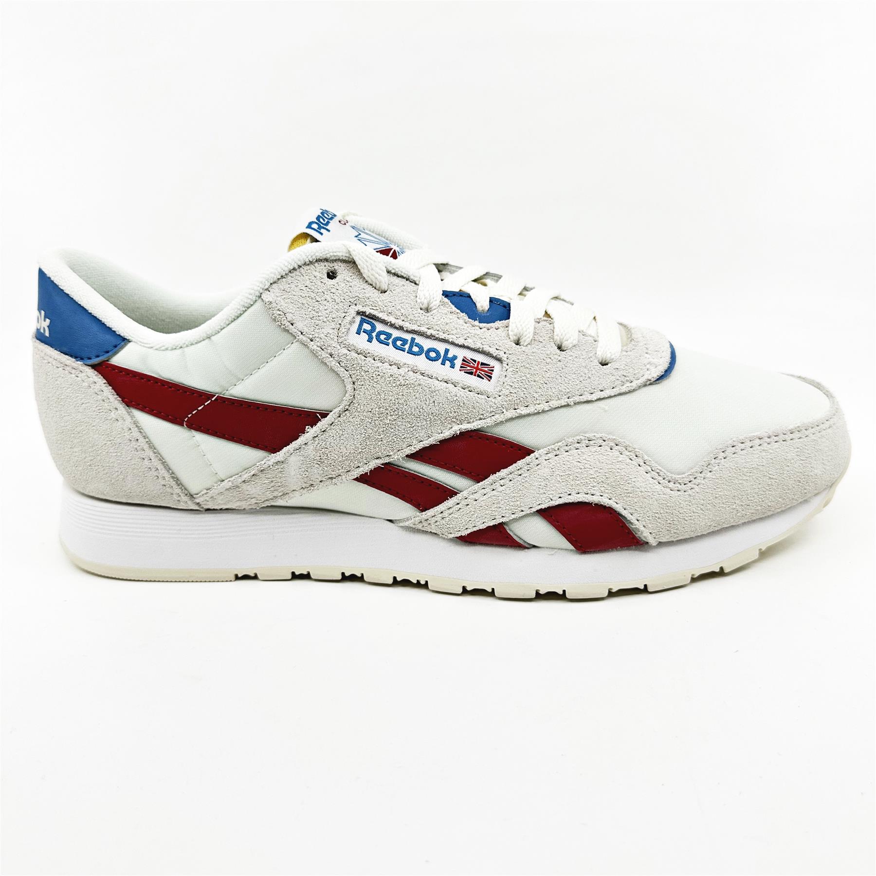 Reebok Classic Nylon Chalk Scarlet Cyan White Mens Athletic 