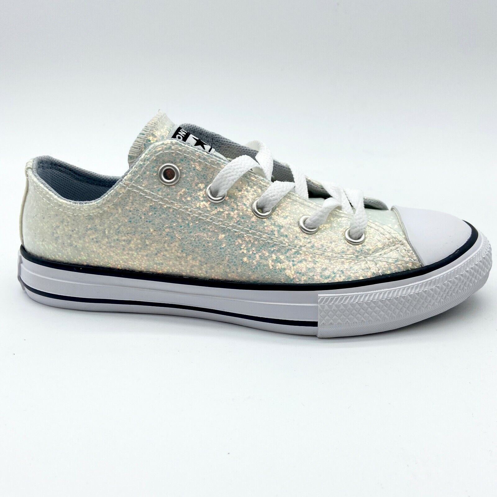 Converse CTAS Ox Wolf Grey Rainbow Glitter Kids Casual Sneakers