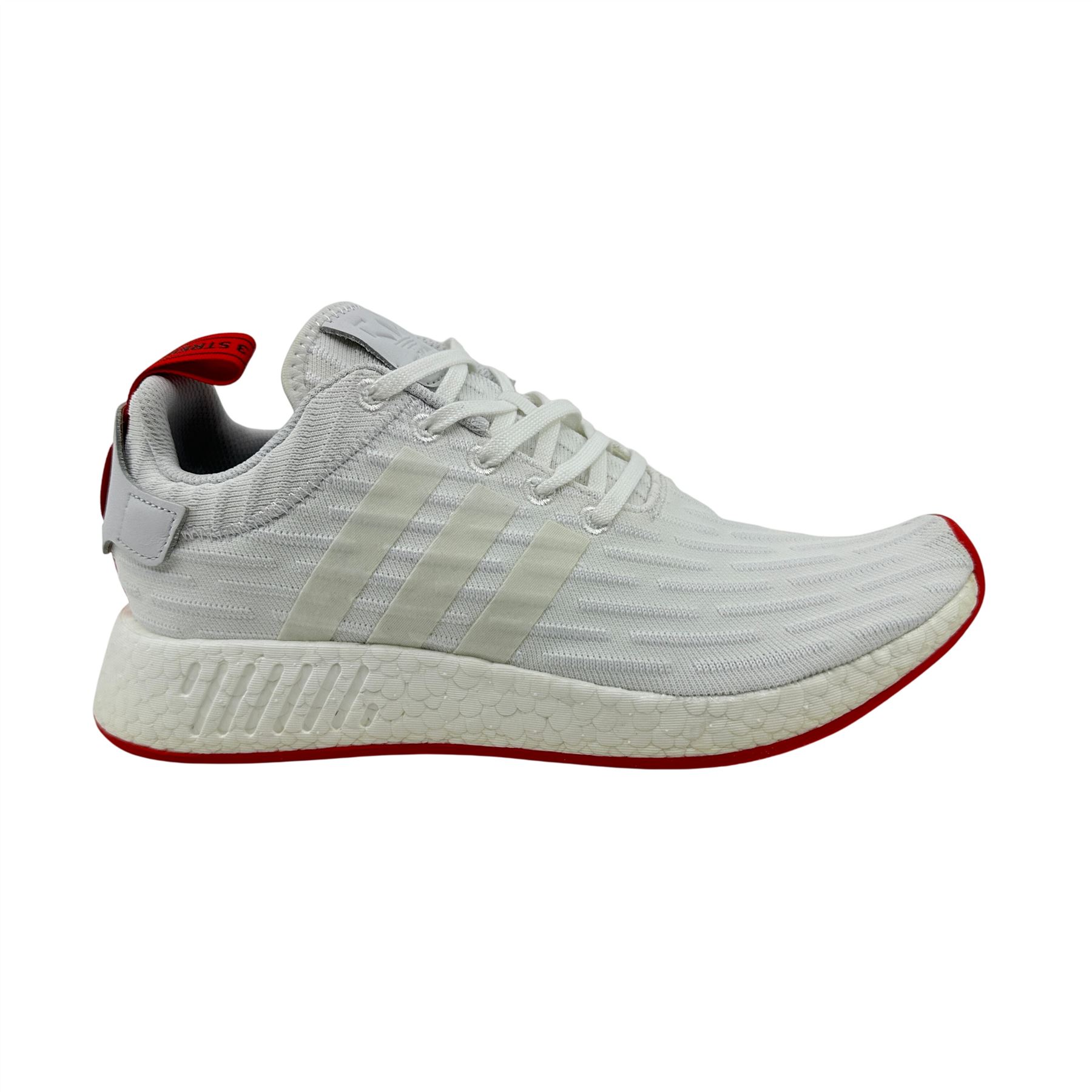 Adidas NMD R2 Primeknit White Core Red Mens Athletic Sneaker | eBay