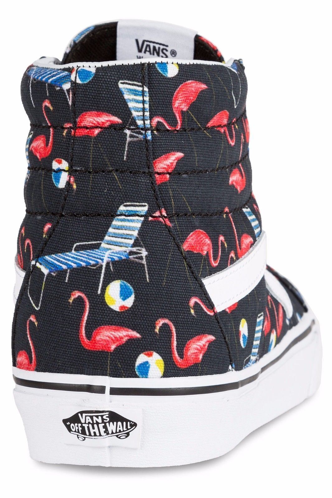Vans Sk8 Hi Reissue (Pool Vibes) Black White Beach Flamingo Womens