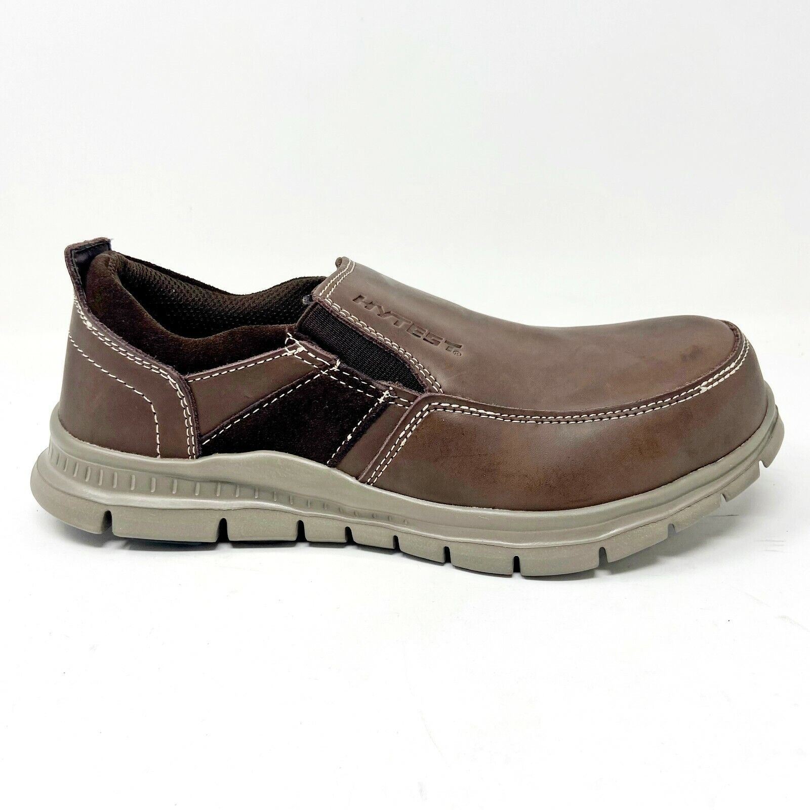 Hytest Men\'s Brown Leather Slip-On Shoes 9 M 15041 HYTEST Comp Toe EH Waterproof Brown Wellington main image 3