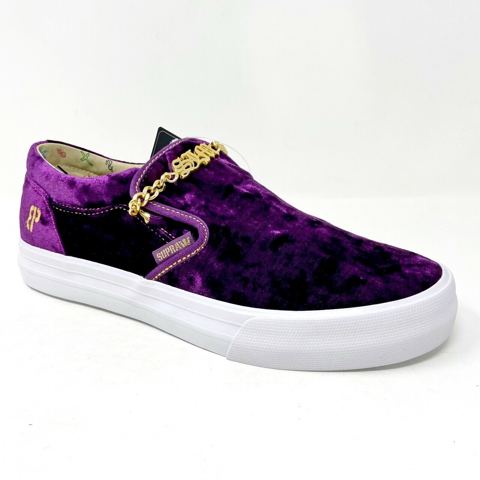 Supra Fenix Flexin Cuba LX Purple Velvet Mens Slip On Skateboard