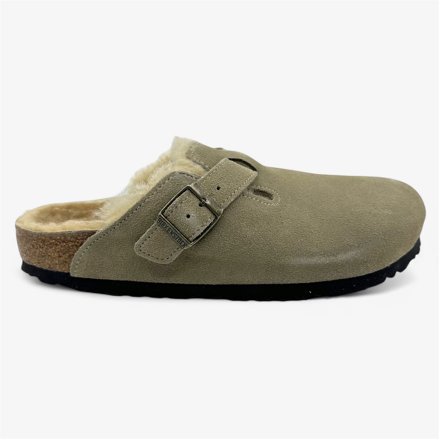 Birkenstock Boston VL Shearling Taupe Womens Narrow Soft Footbed