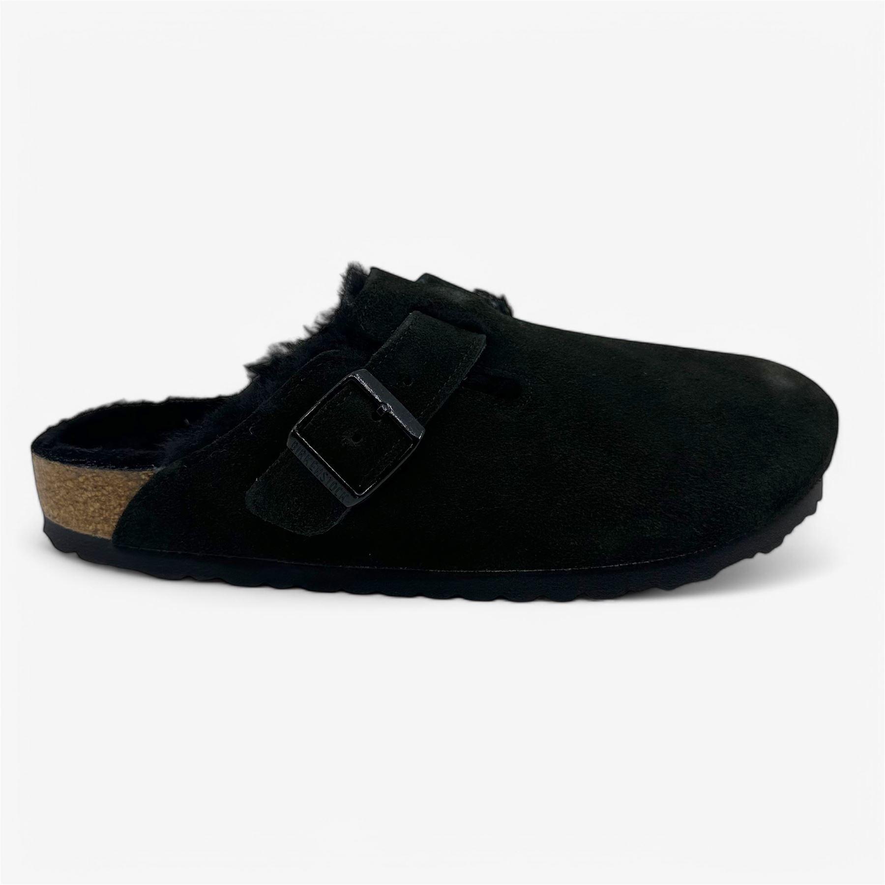 Birkenstock Boston VL Shearling Black Womens Casual Soft Footbed