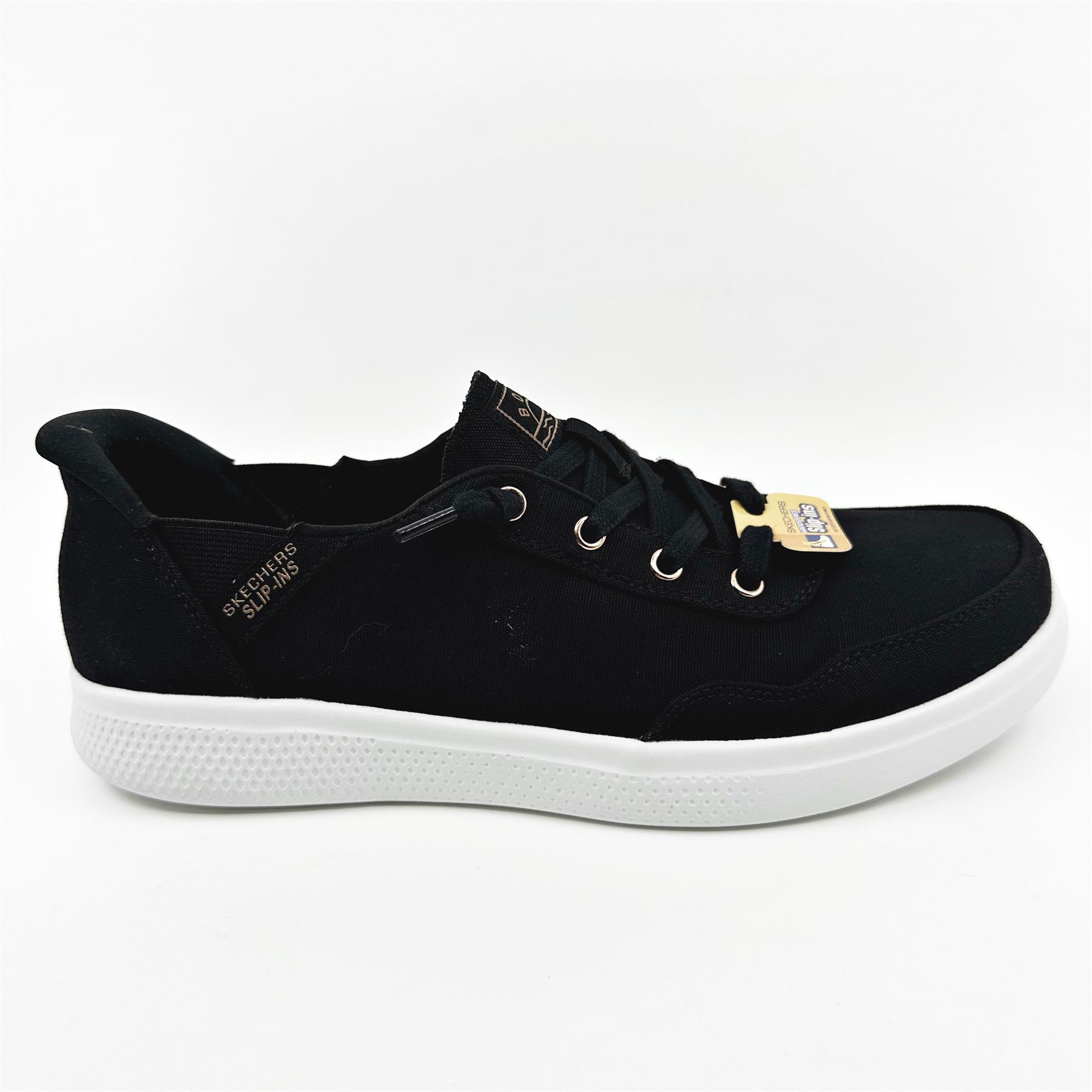 Skechers Bobs Skipper Keep It Sweet Black Womens Slip On Sneakers