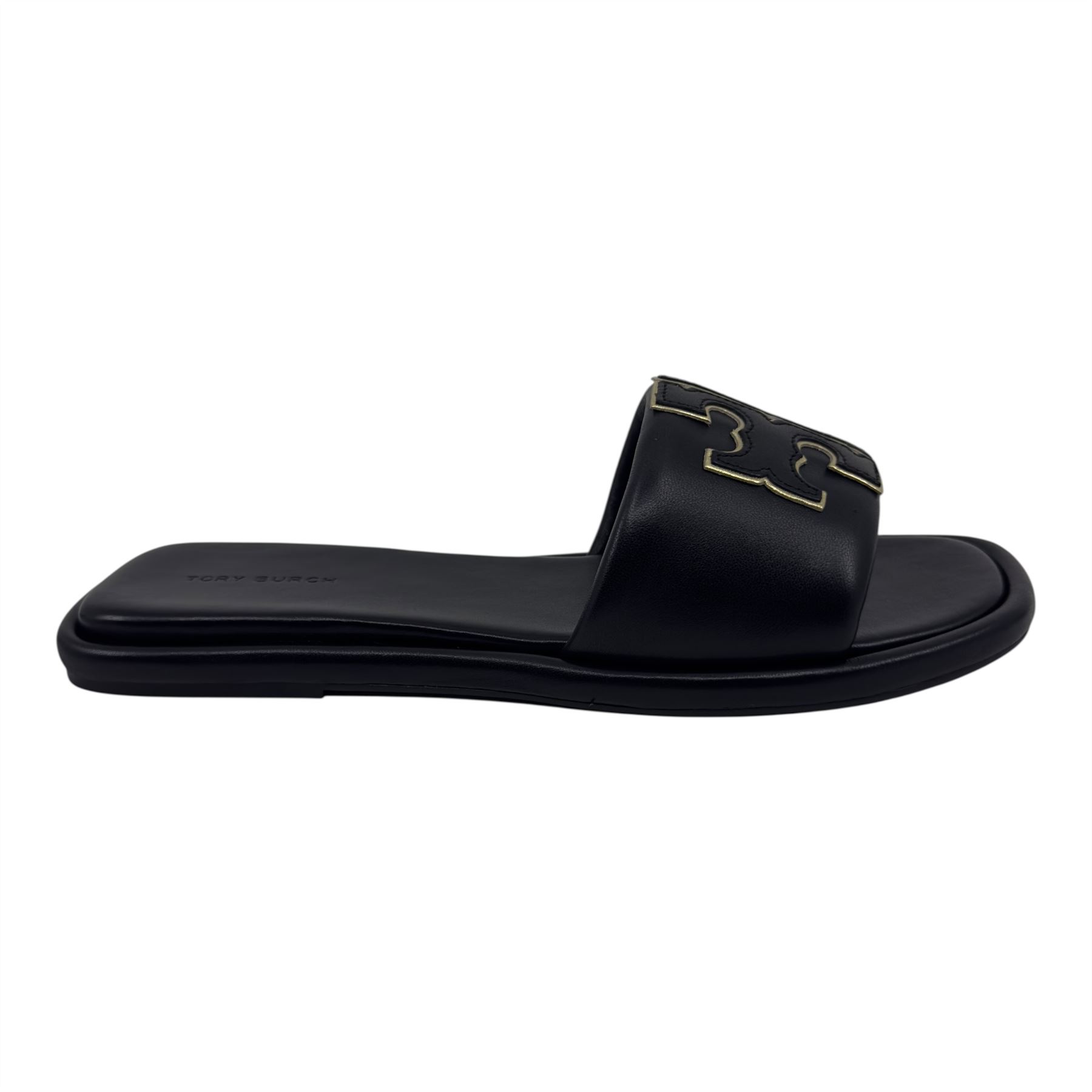 Tory Burch Double T Sport Slide Perfect Black Womens Nappa 