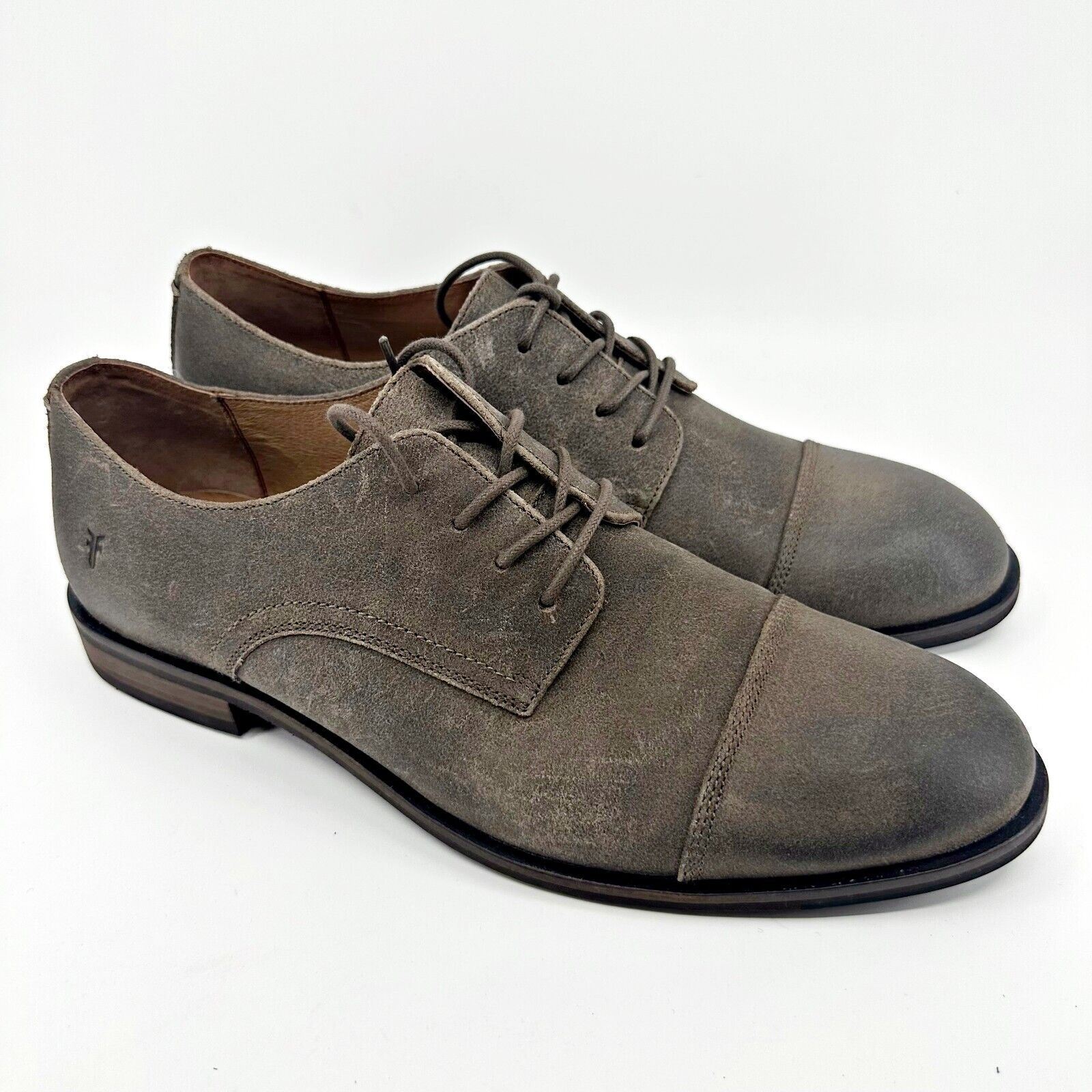 Frye Scott Cap Toe Taupe Leather Dress Shoes Mens Left 11 