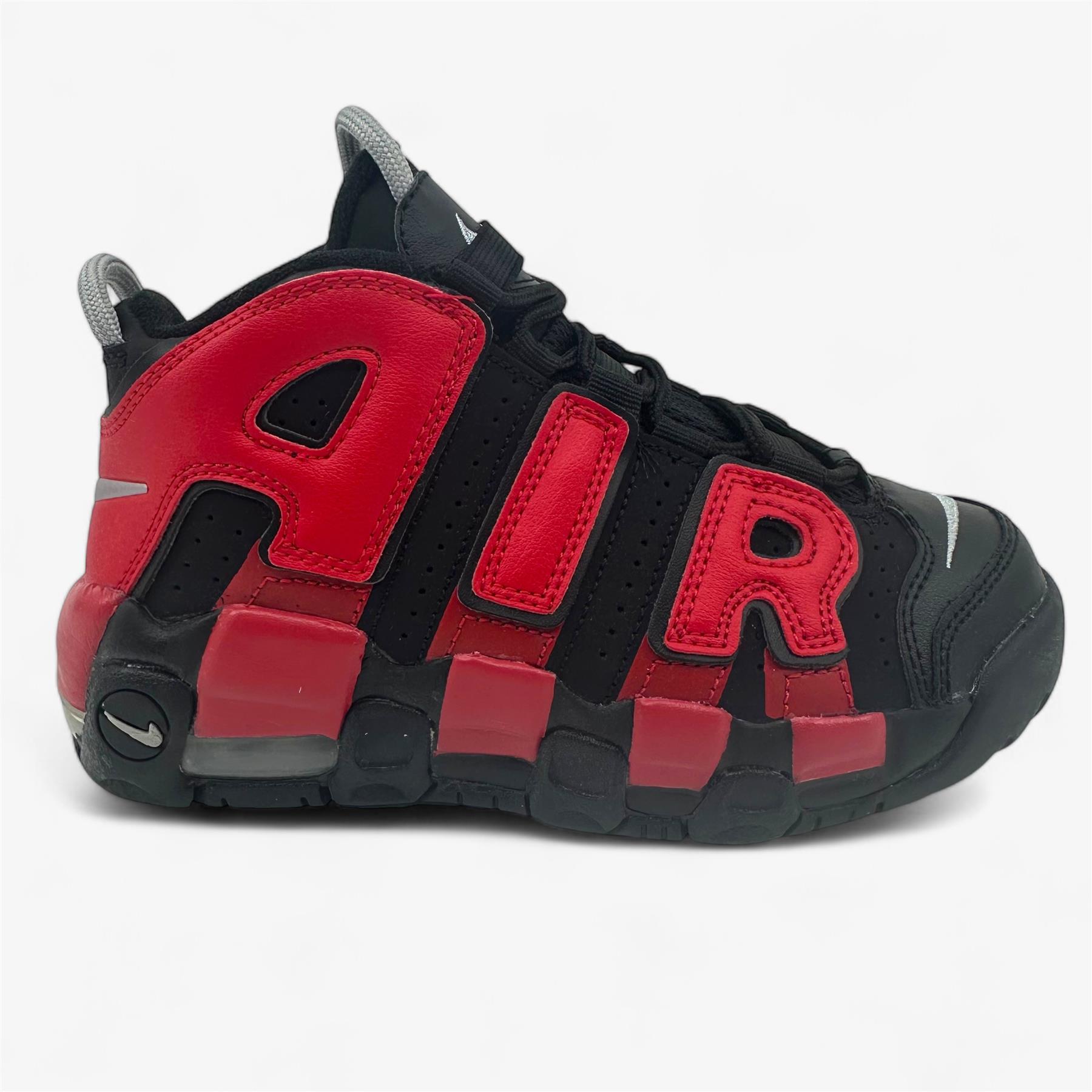 Nike Air More Uptempo PS Black University Red Kids Athletic Sneaker